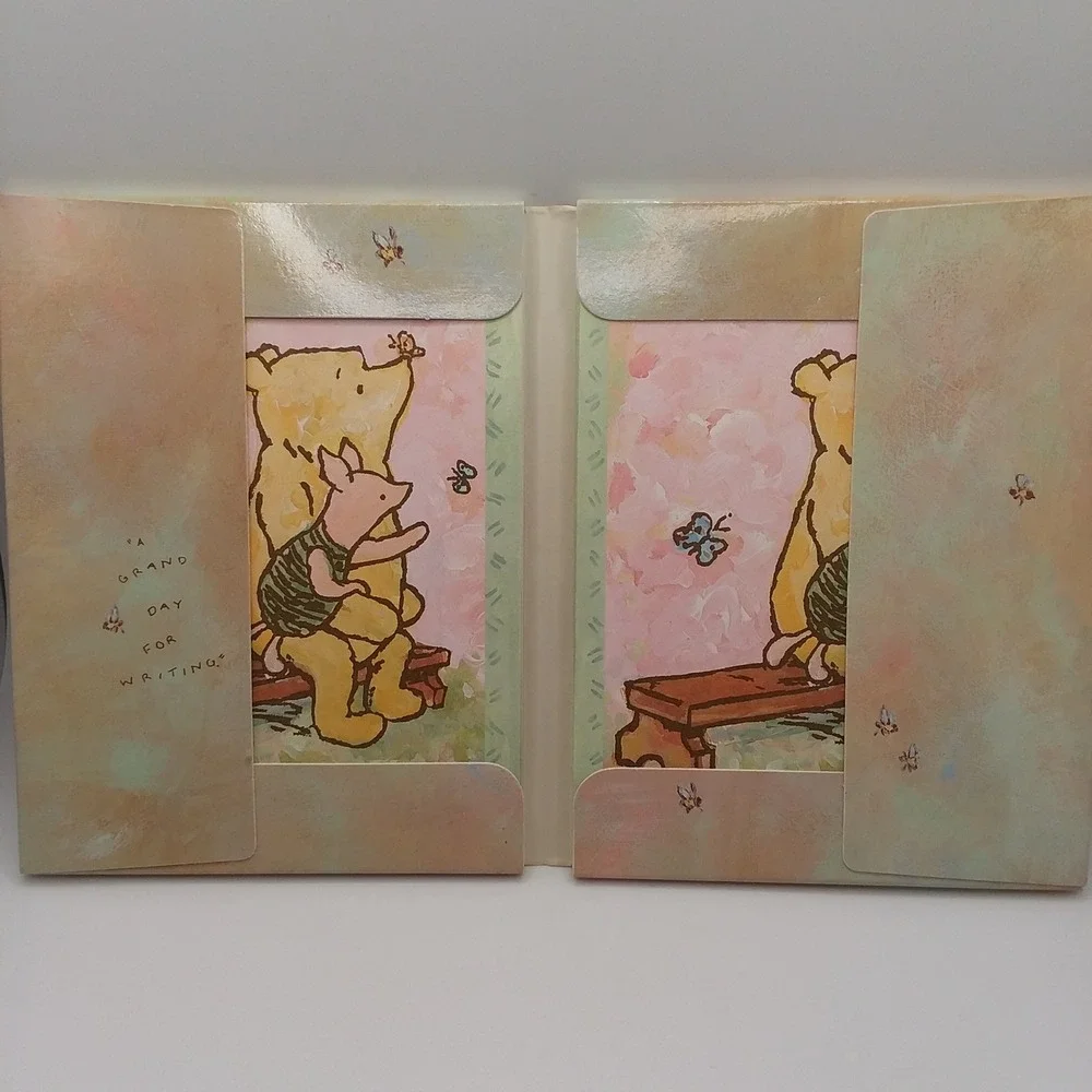 Vintage Disney Winnie the Pooh & Piglet Stationery Box Set 7‎ Cards 7 Envelopes